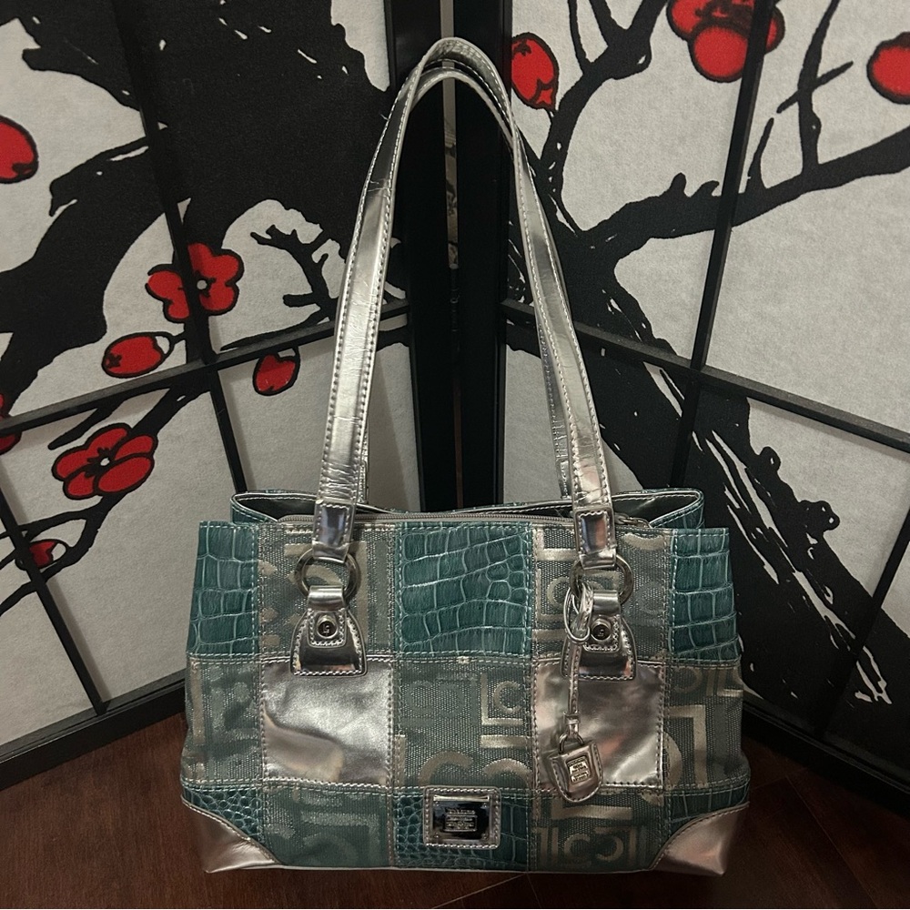 Y2K Silver and Blue Patchwork Bag